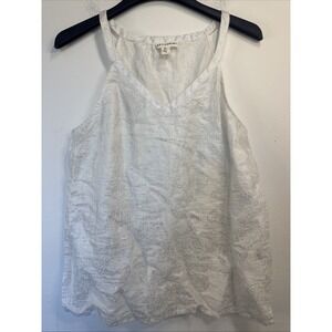 Artisan NY Women's Linen Whote/Silver Racer Back Tank Top Resort Cruise Size L